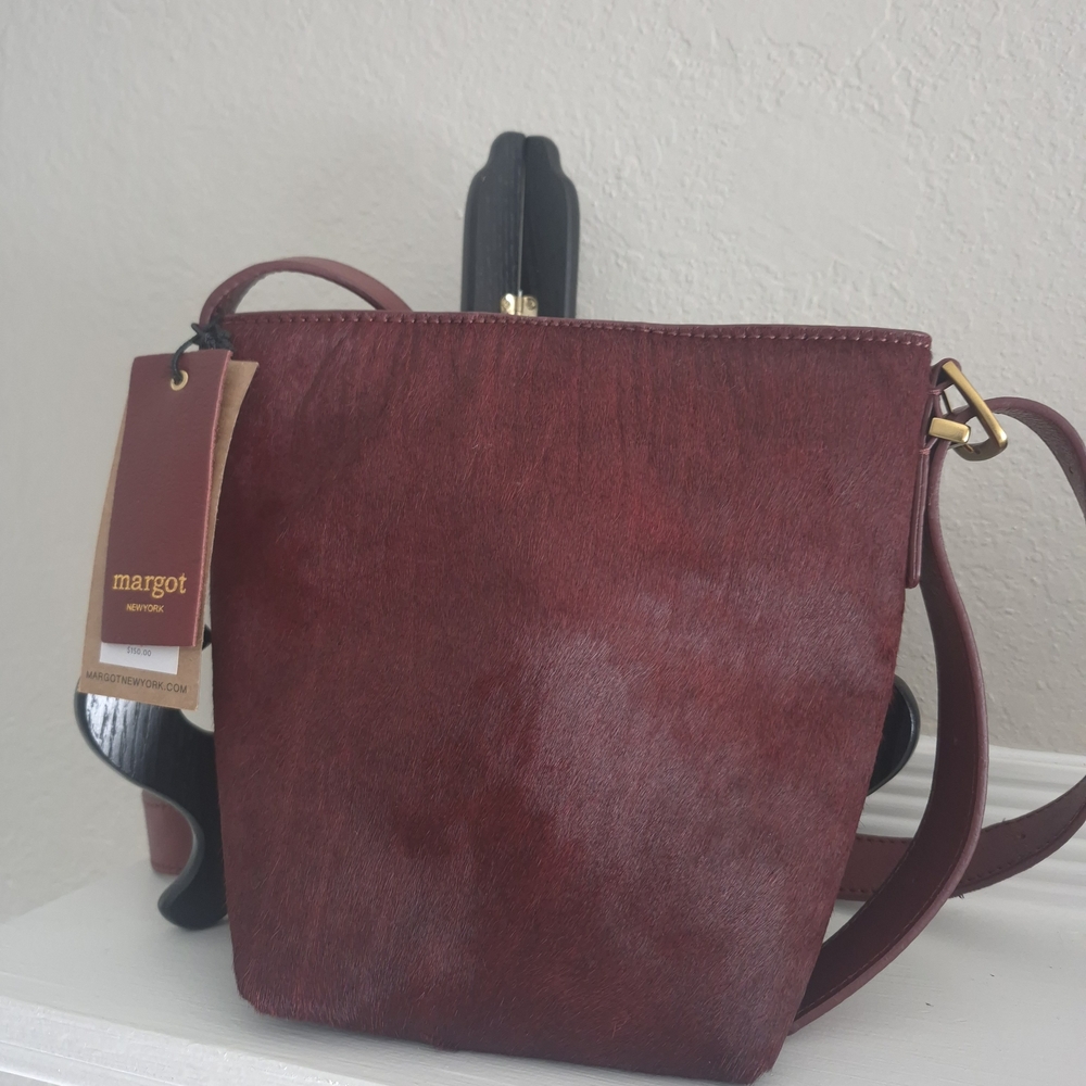 Margot New York Burgundy Pony Hair Crossbody Bag